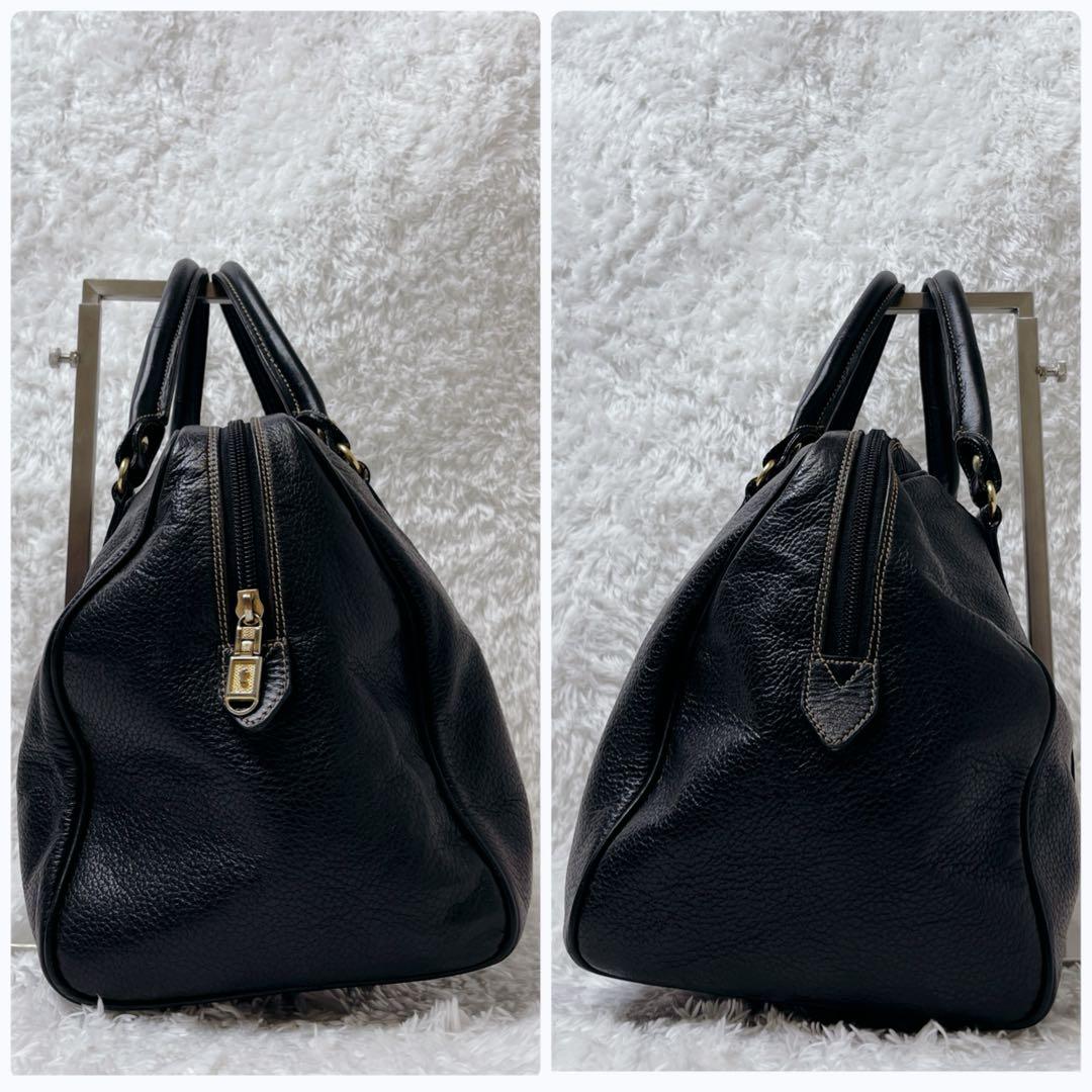 a.testoni ボストンバッグ レザー ブラック ゴールド ヴィンテージ