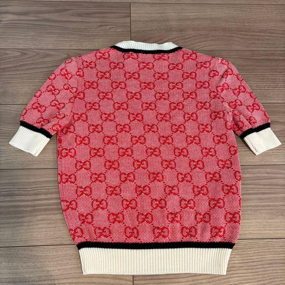 GUCCI グッチ　ロゴ　半袖セーター ニットカットソー　赤