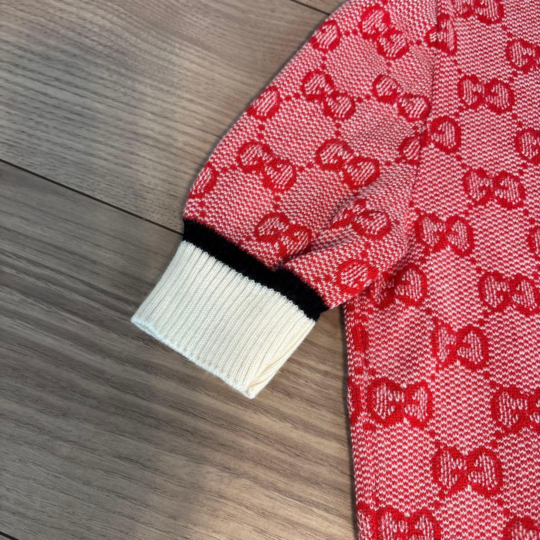 GUCCI グッチ　ロゴ　半袖セーター ニットカットソー　赤