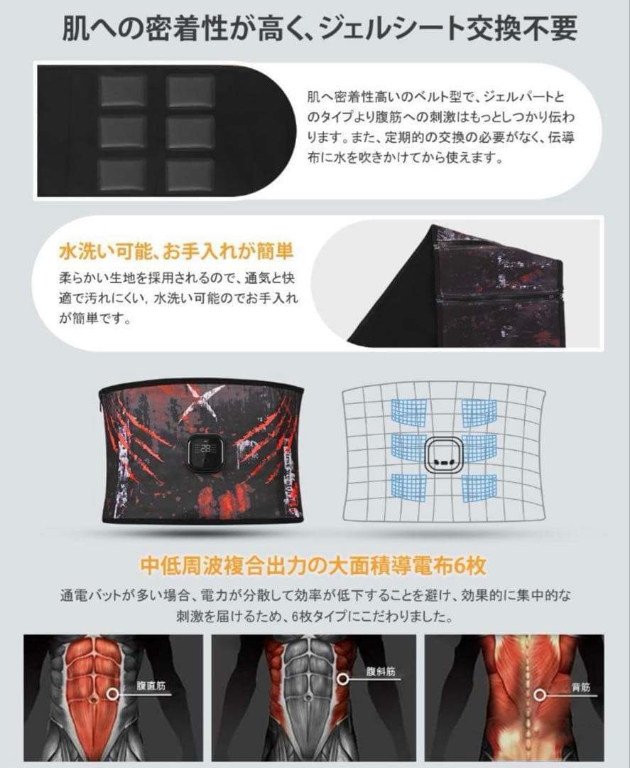 【2024年新モデル】EMS ジェルシート不要 腹筋ベルト トレーニング 筋トレ