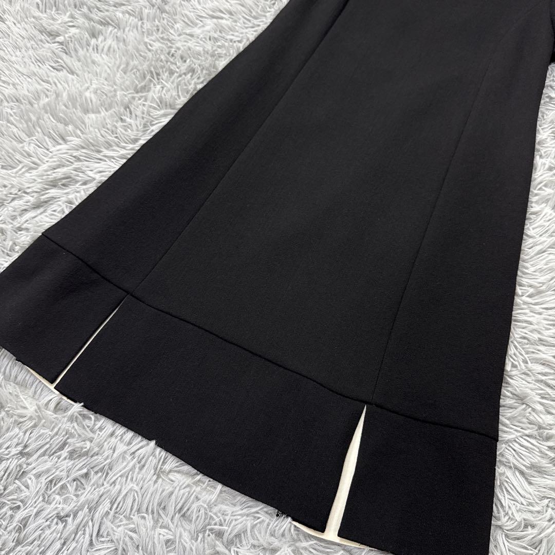 美品✨フォクシー 白襟ワンピース ハーフムーン ボックスプリーツ ブラック 38