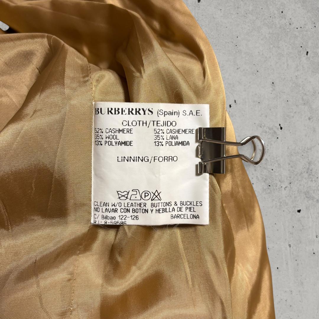 スペイン製Burberrysカシミヤ混ウールロングコートイエローヴィンテージ古着