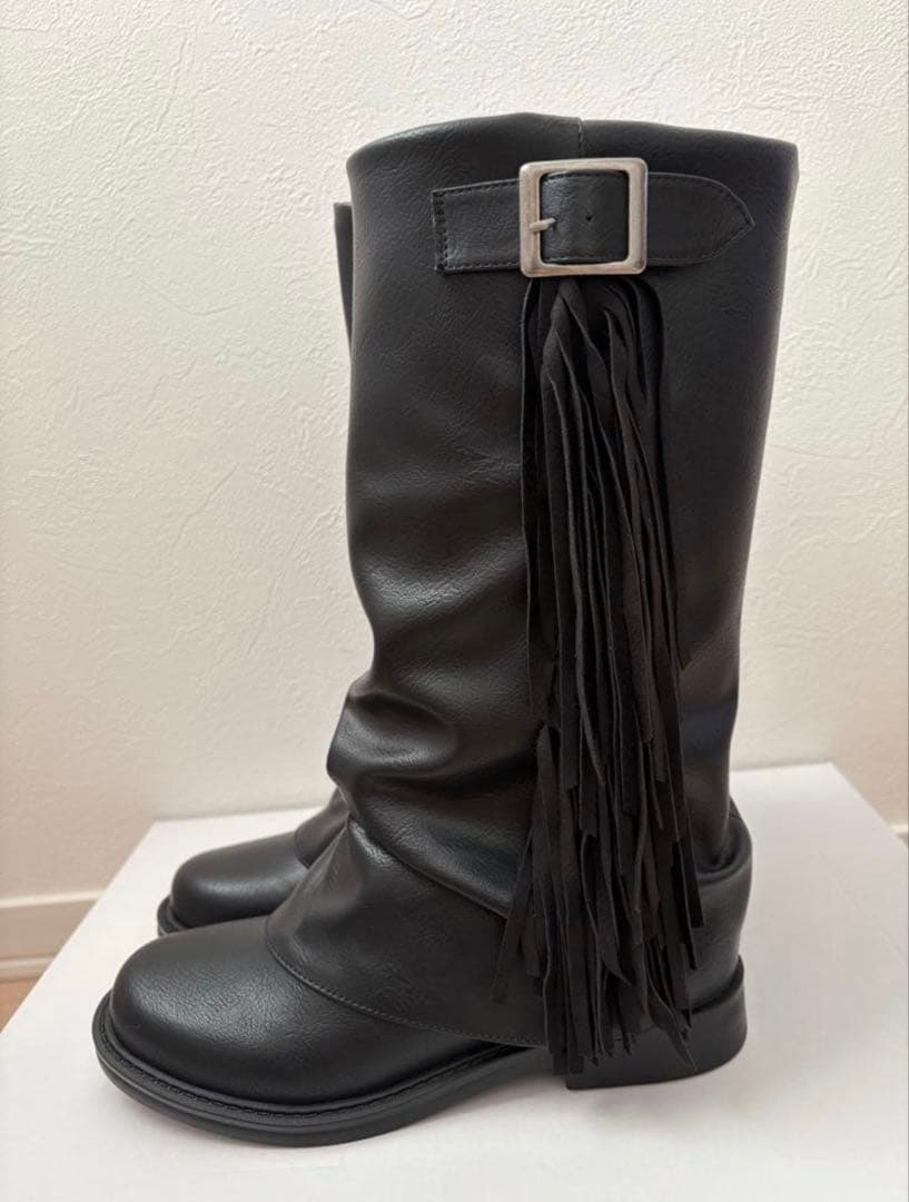 【新品】 LAGUA GEM FRINGE POINT ブーツ フリンジ　M