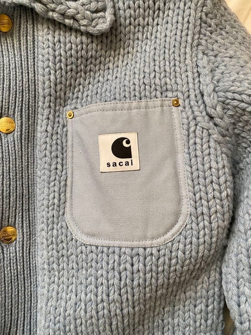 sacai×carhartt wip knit jacket ブルー