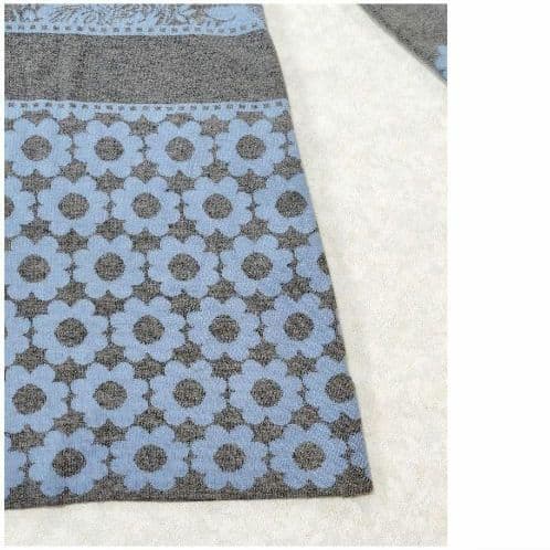 美品 スーパービューティー 花柄 長袖 ニットワンピース グレー ブルー