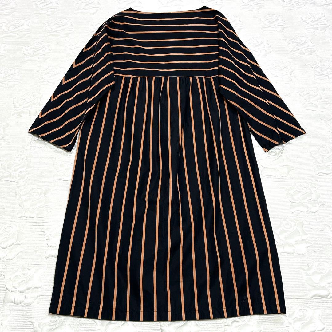 美品❤︎DRIES VAN NOTEN 黒×オレンジ ストライプ ロングワンピース