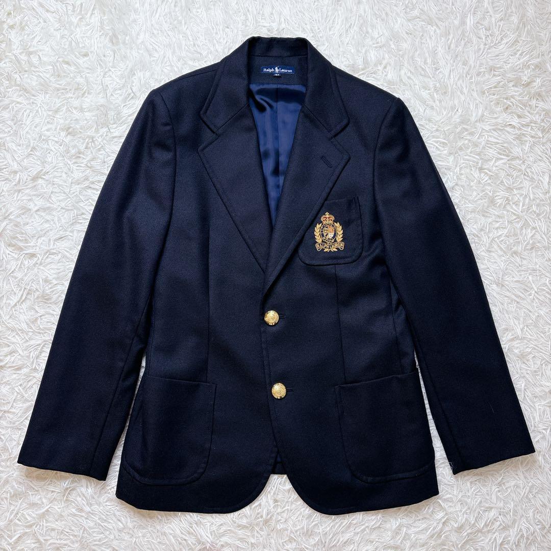 ラルフローレン 紺ブレ 金ボタン エンブレム ウール レディース S相当 美品