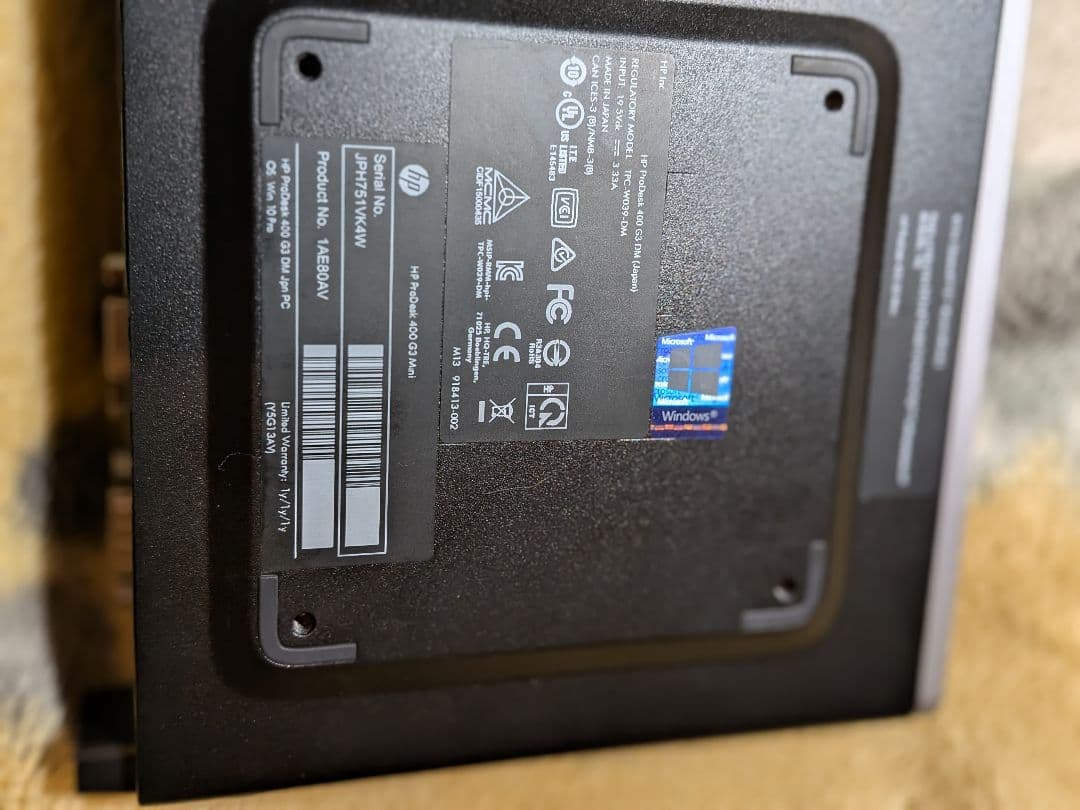 ミニPC HP ProDesk 400 G3 Mini