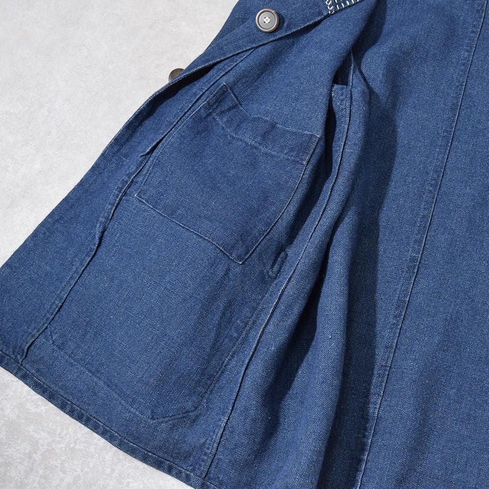 初期 90s ポールスミス 麻デニム 刺し子 リネン カバーオール インディゴ