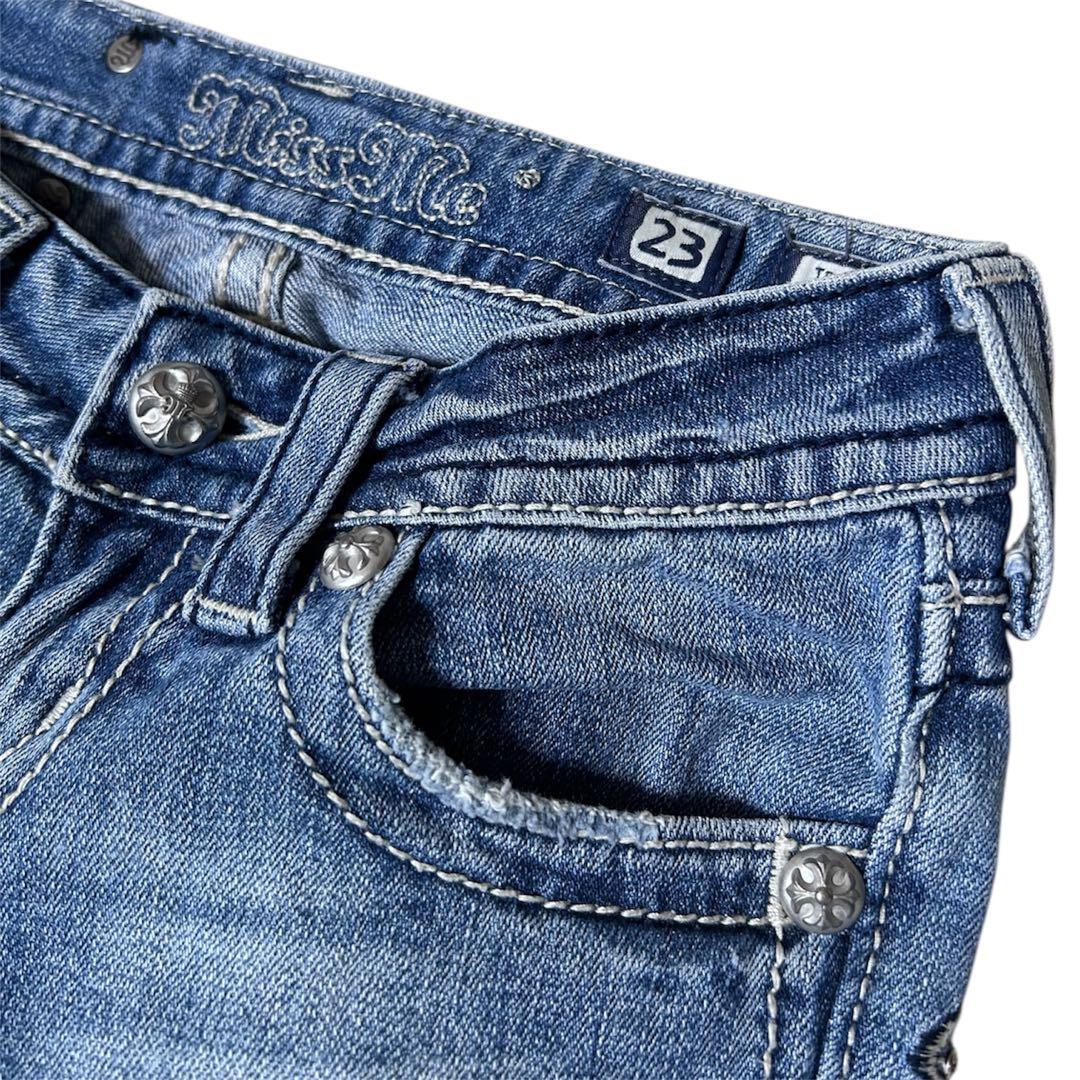 missme ミスミー スキニー デニム ストレッチ 十字架 ダメージ加工 23
