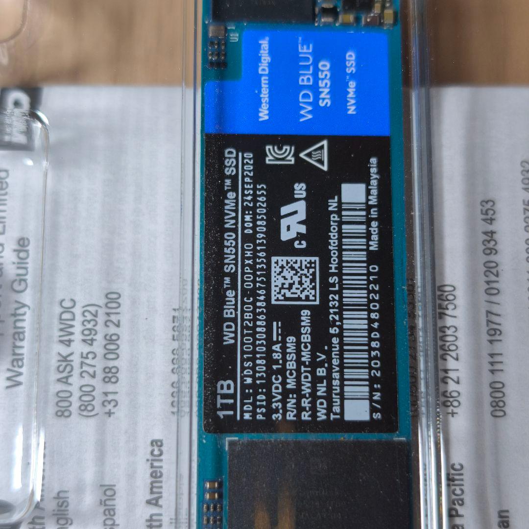 内蔵型SSD WD BLUE SN550 1TB NVMe SSD