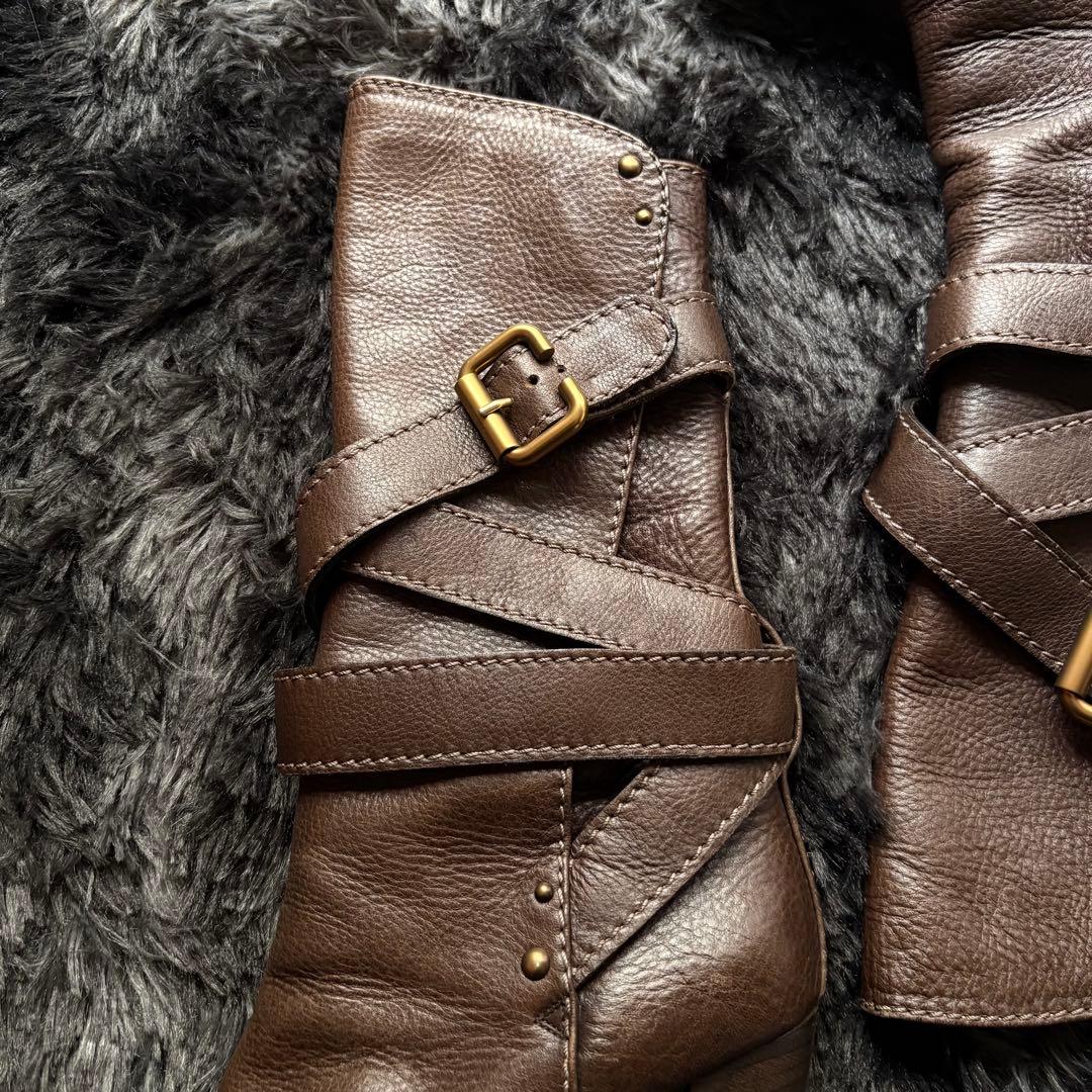 Chloe レースブーツ ロングブーツ レザー ベルト