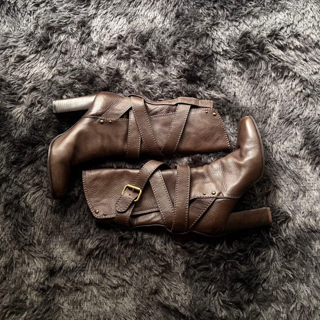 Chloe レースブーツ ロングブーツ レザー ベルト