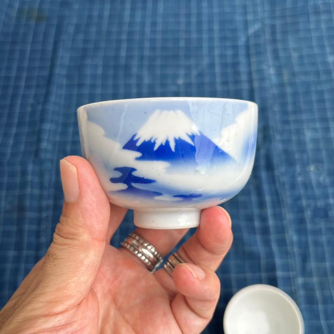 統制陶器　富士山② ふじさん湯呑み　五個セット