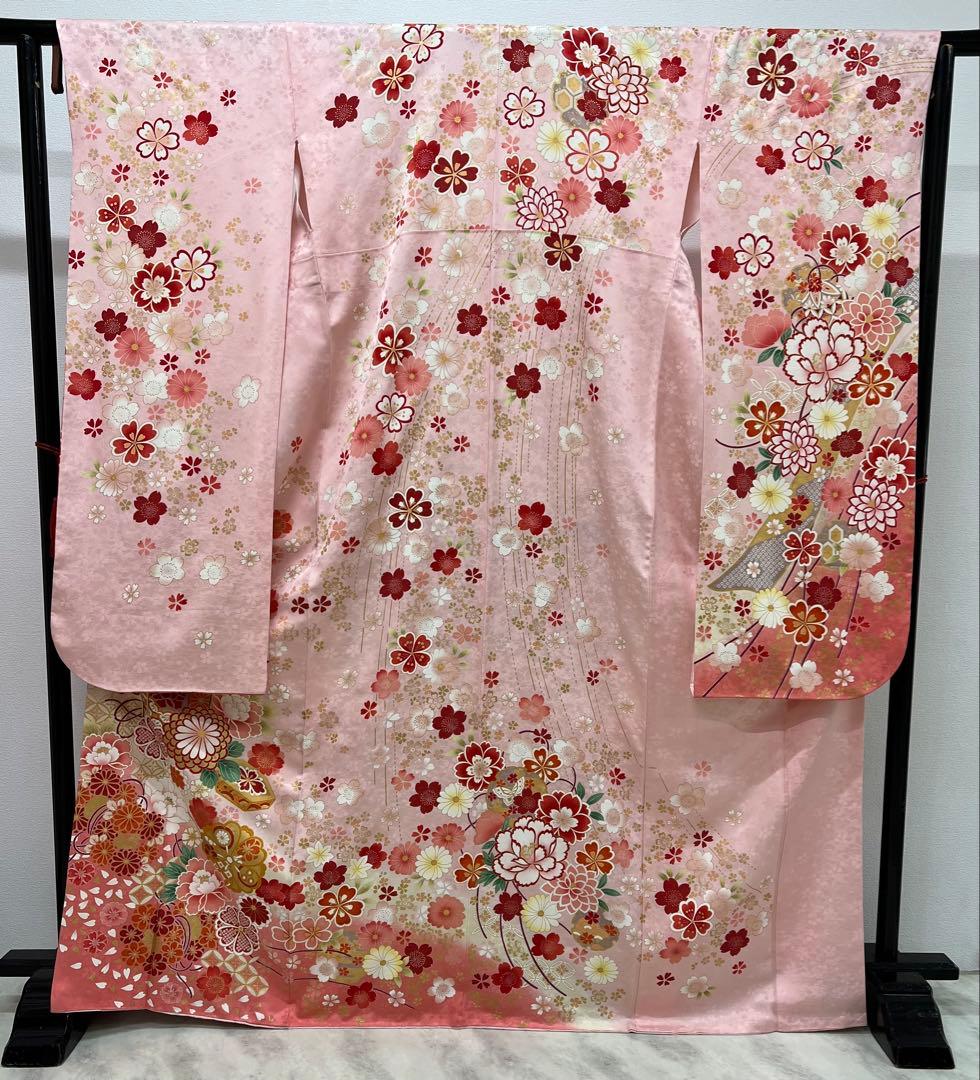 振り袖　フルセット　別誂長襦袢　金彩加工　刺繍入り　全通袋帯　長尺帯締め　850