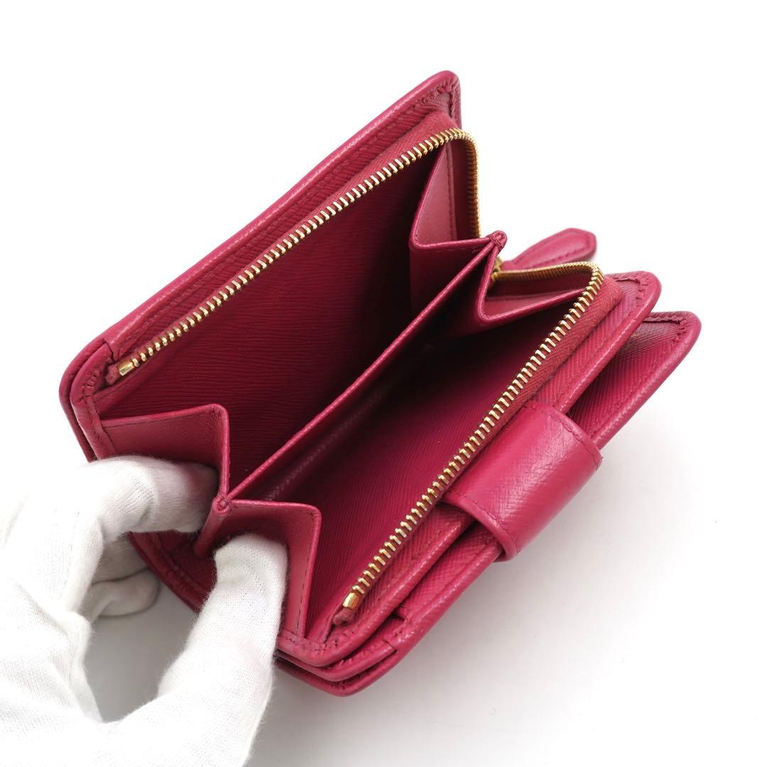 ✨未使用展示品・箱保証書付き✨　PRADA ミニ財布　サフィアーノレザー　ピンク