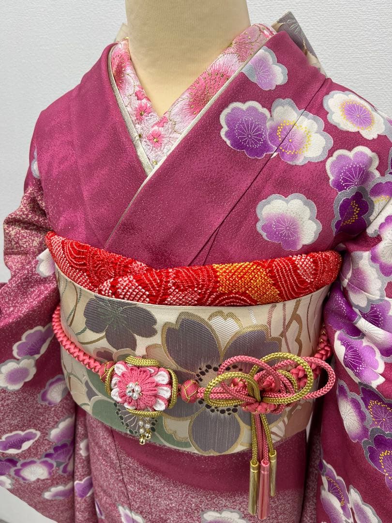 振り袖　フルセット　別誂長襦袢　成人式　たたき染め　金駒刺繍　銀通し　863