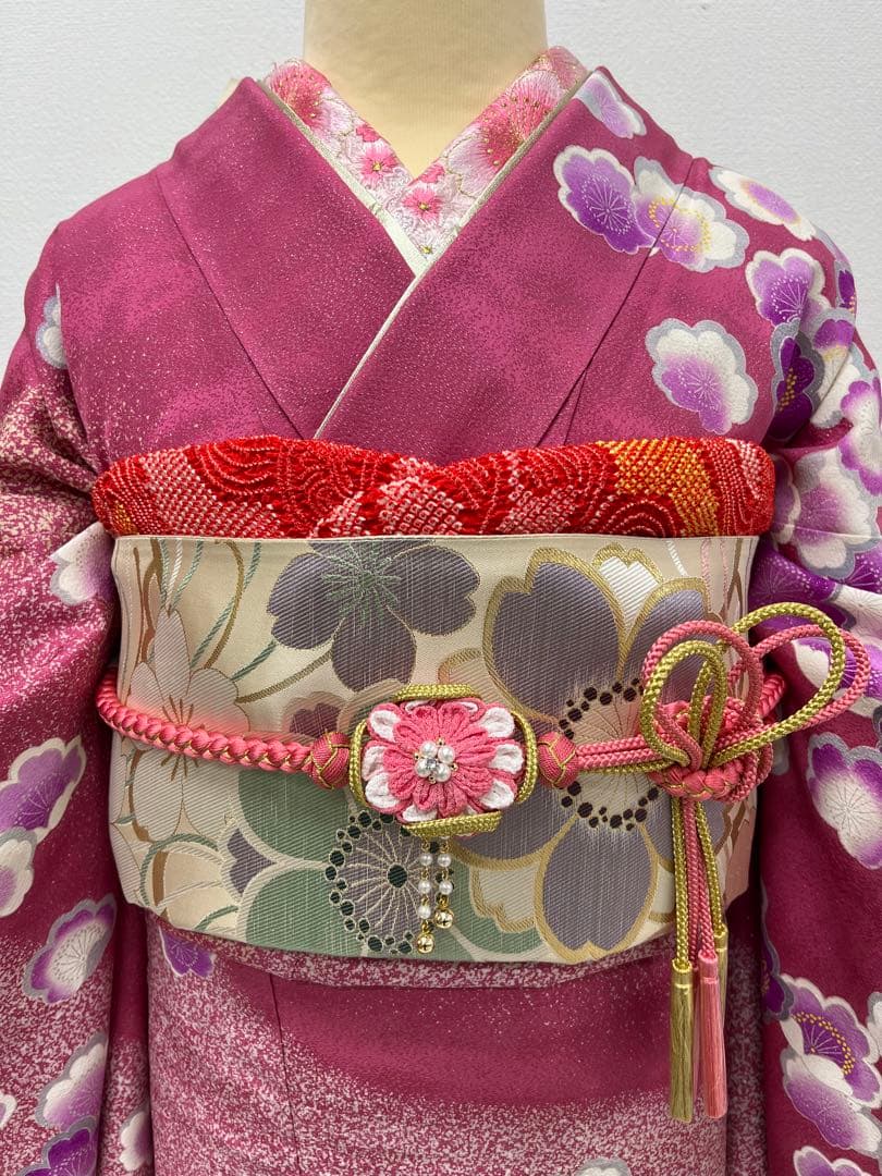振り袖　フルセット　別誂長襦袢　成人式　たたき染め　金駒刺繍　銀通し　863