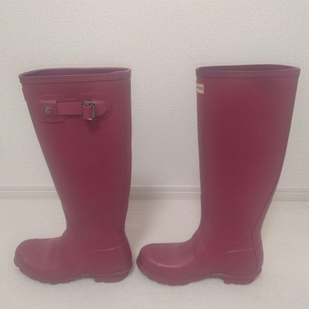 HUNTER ORG TALL ロングレインブーツ　ピンク 約22.5cm