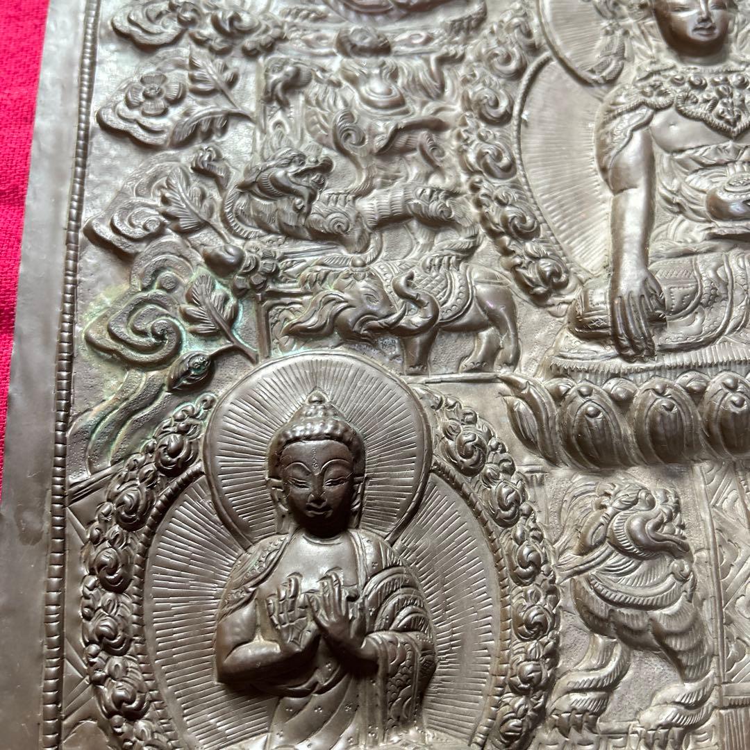 銅板　仏陀三尊