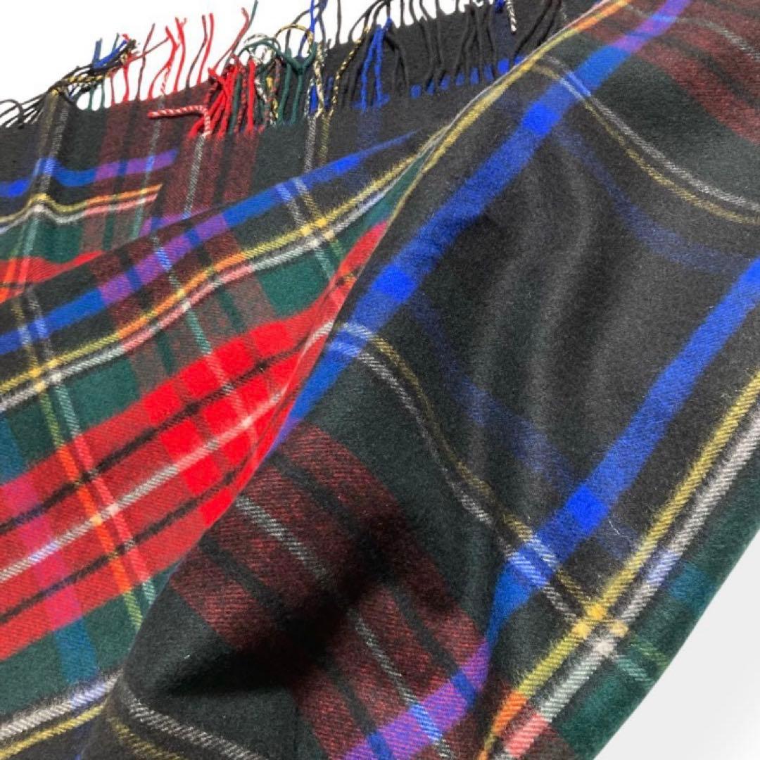 美品★ジョンストンズ オブ エルガン ストール カシミヤ チェック柄 大判サイズ