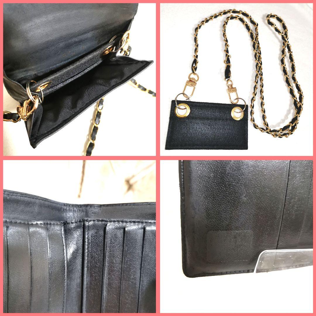 【良品】シャネルCHANELキャビアスキン財布ココマーク黒 新品ショルダー付!