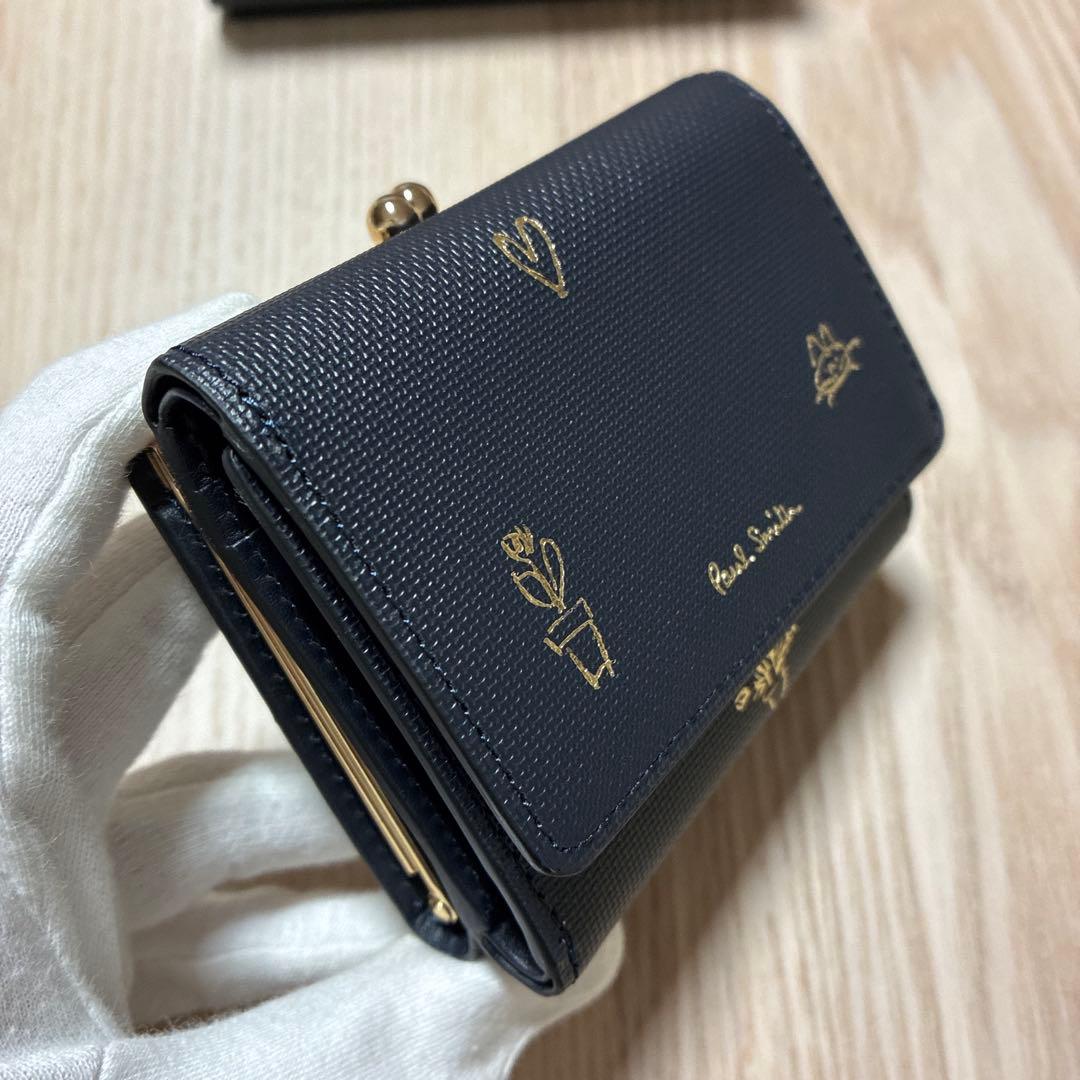 ★新品未使用★ポールスミス　財布　3つ折り　ネイビー　がま口
