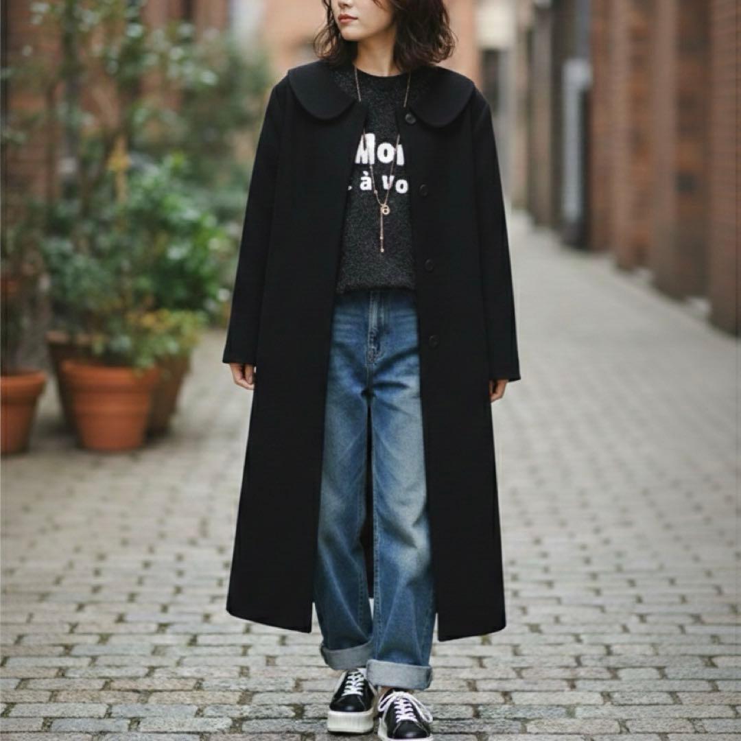 新品タグ付 Unpeu Femme 襟デザイン ロングコート 黒 ブラック