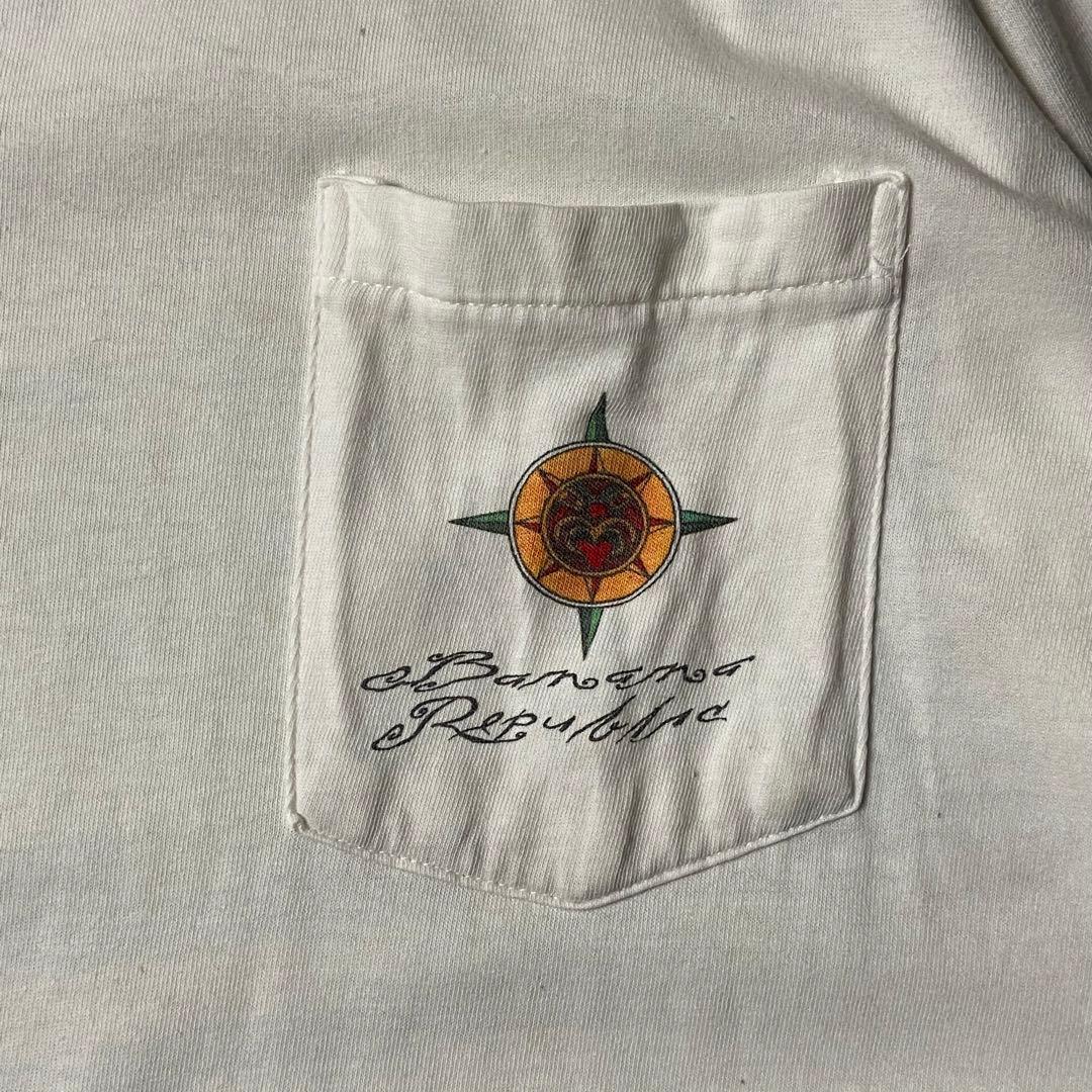 90s USA製 バナナリパブリック 半袖tシャツ 両面プリント Mサイズ