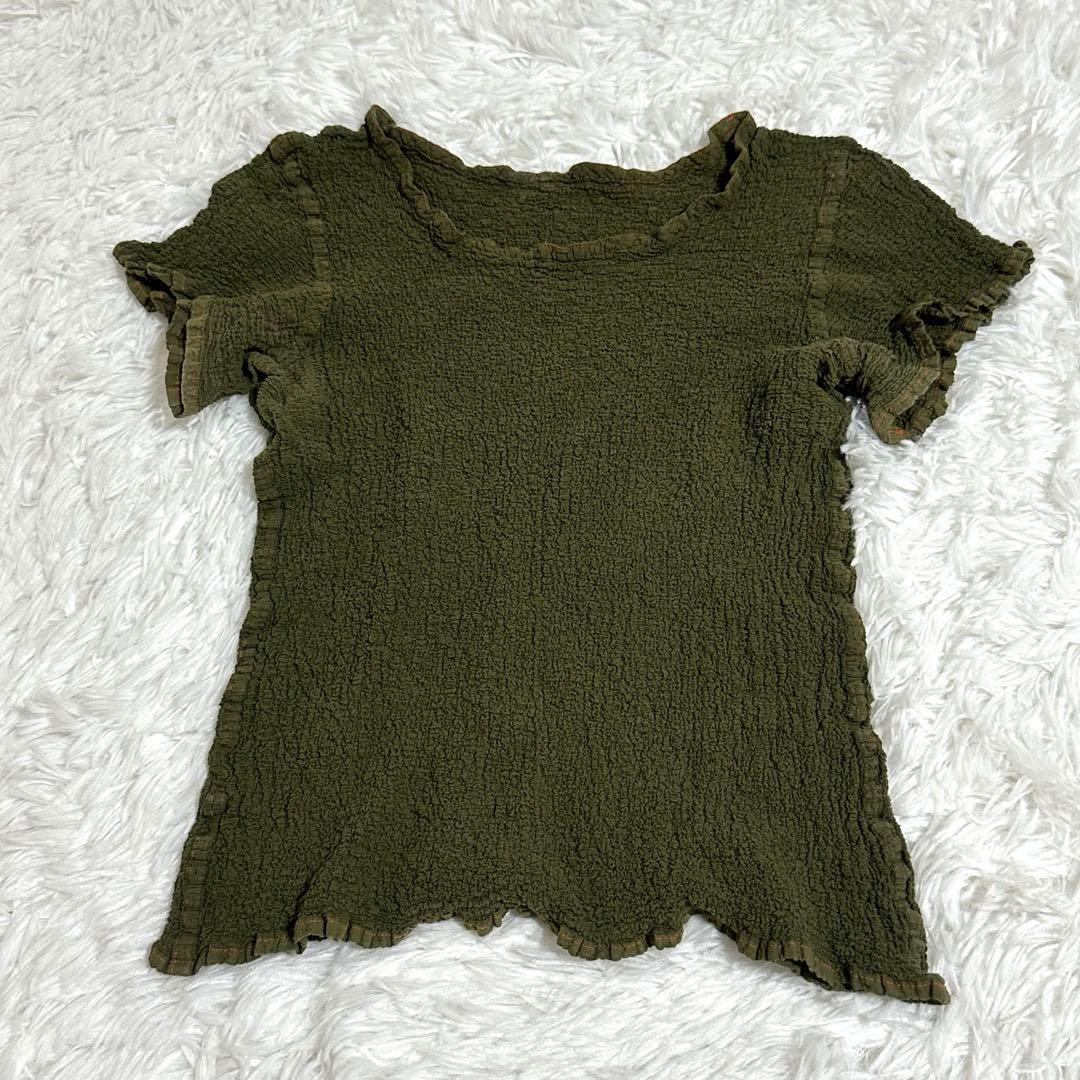 美品✨ミーイッセイミヤケ カットソー カリフラワー シワ加工 カーキ