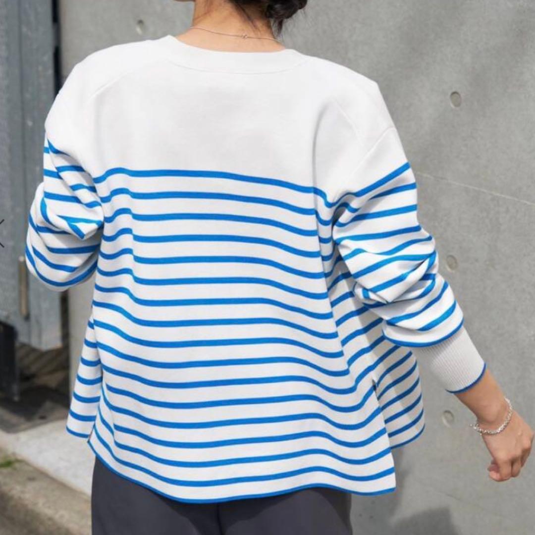 IENA 新品❗️ ファインコットンスムースボーダーカーディガン