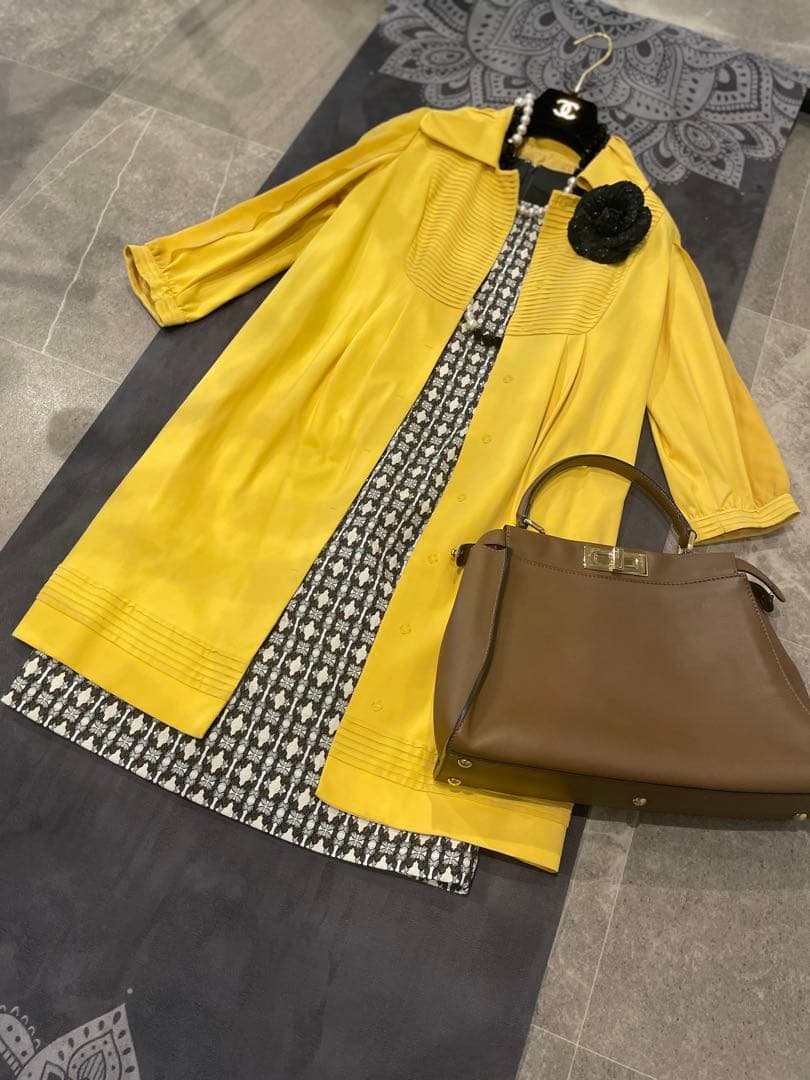秋服　美品　COTOO 2way 異素材ワンピース　コート　38