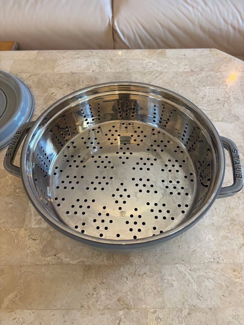 STAUB ピコココット　グレー 約26cm スチーマー付き