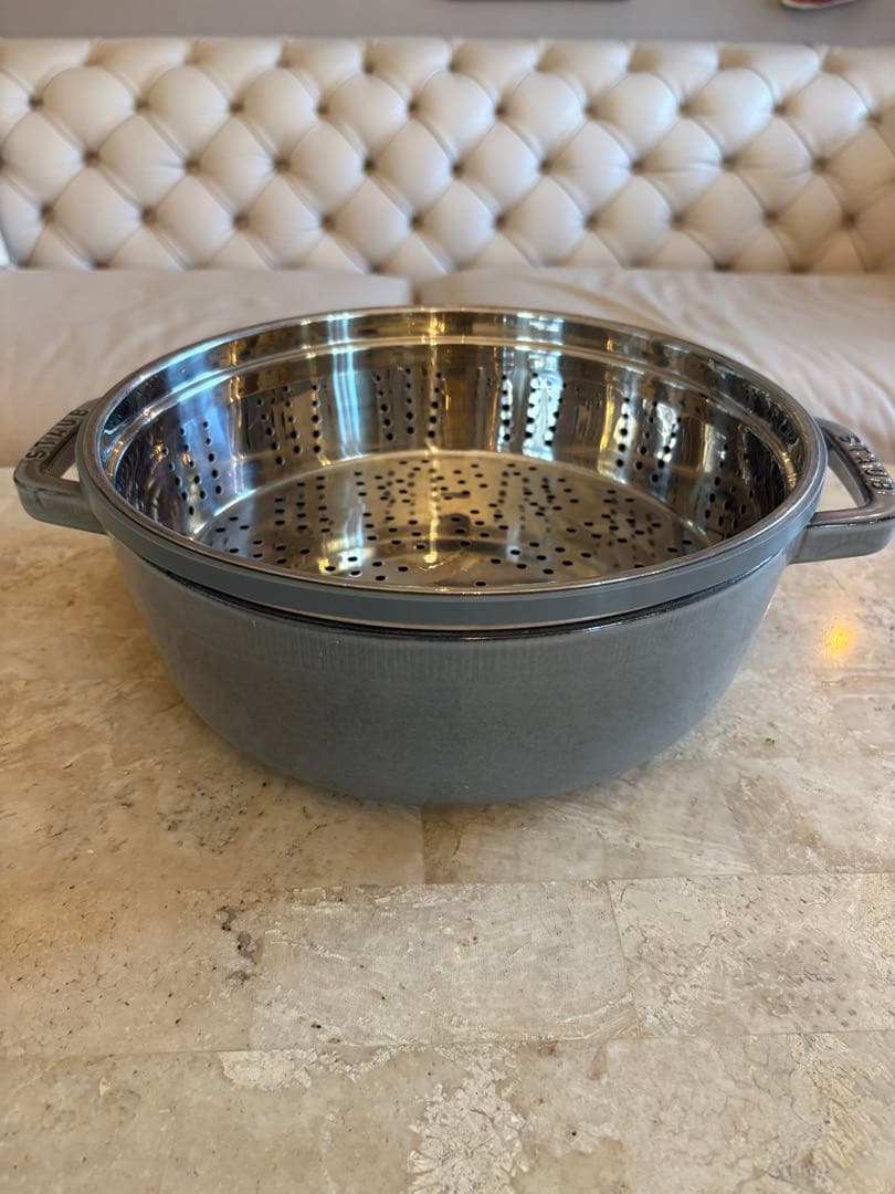 STAUB ピコココット　グレー 約26cm スチーマー付き