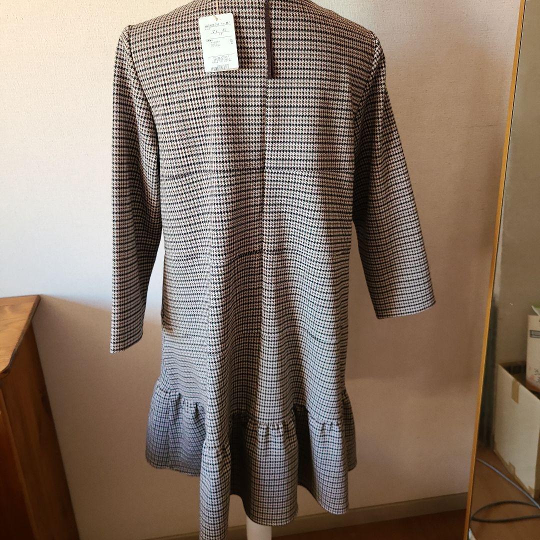 ローズティアラ42チェック柄長袖ひざ丈ワンピース新品タグ付き
