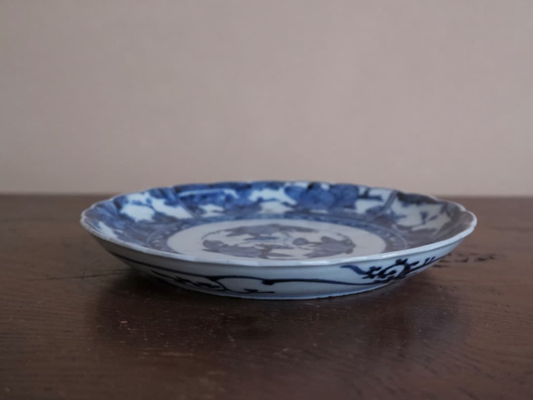 古伊万里　猪口　染付　紅葉文　和食器　Q1630