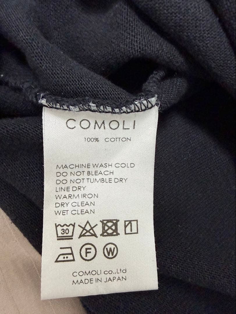 COMOLI コモリ フットボールTシャツ ブラック サイズ3