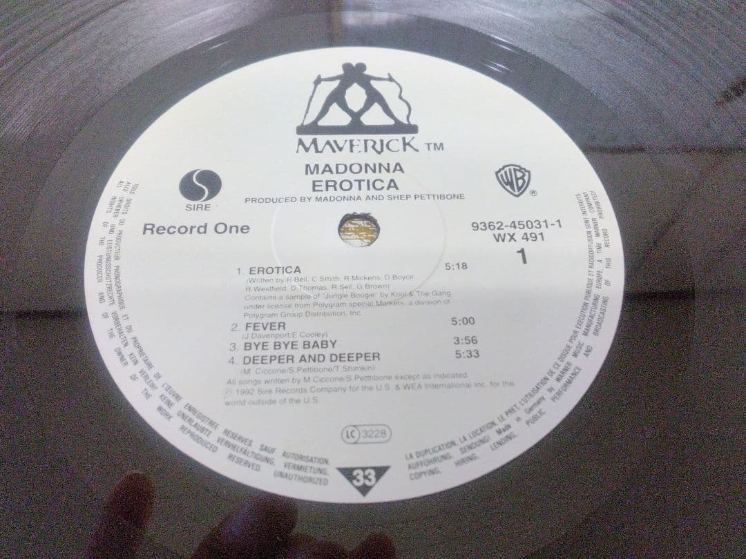 マドンナ MADONNA EROTICA EUオリジナル盤 2枚組レコード