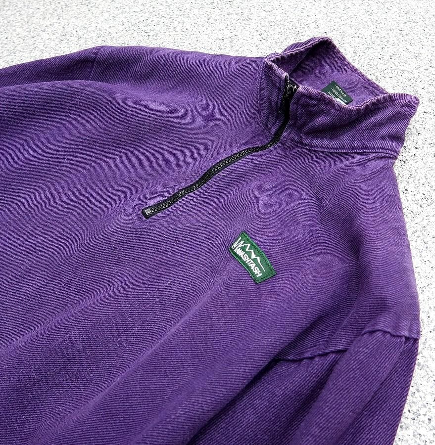 希少 初期 90s USA製 マナスタッシュ ヘンプ ハーフジップ ジャケット