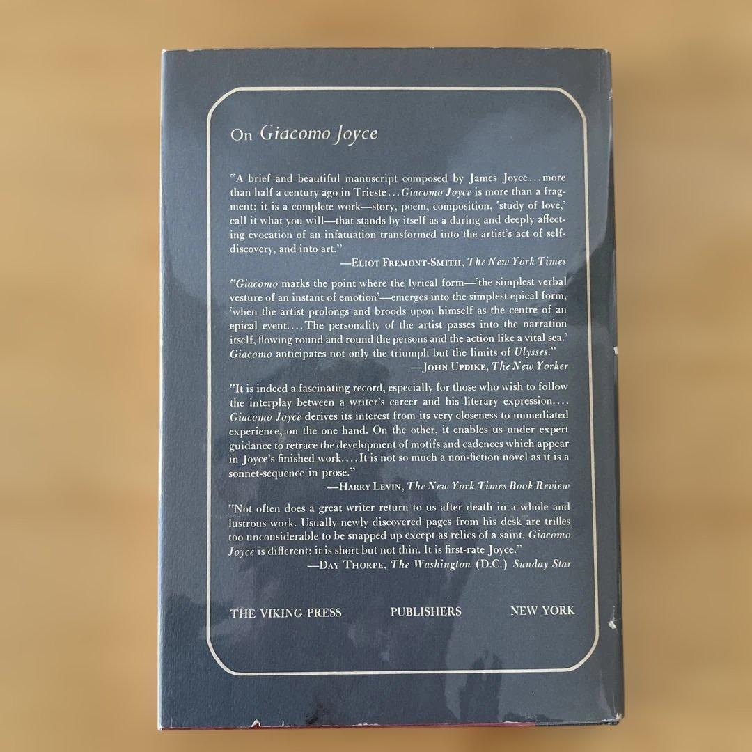 James Joyce GIACOMO JOYCE 初版　ハードカバー1968