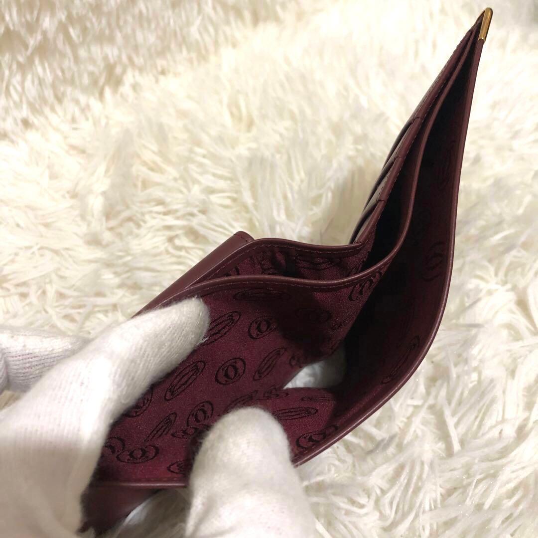 未使用✨カルティエ　二つ折り財布 レザー　ボルドー マストライン