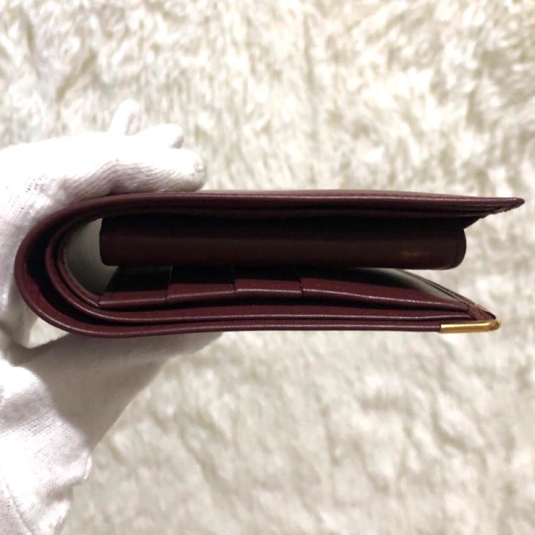 未使用✨カルティエ　二つ折り財布 レザー　ボルドー マストライン