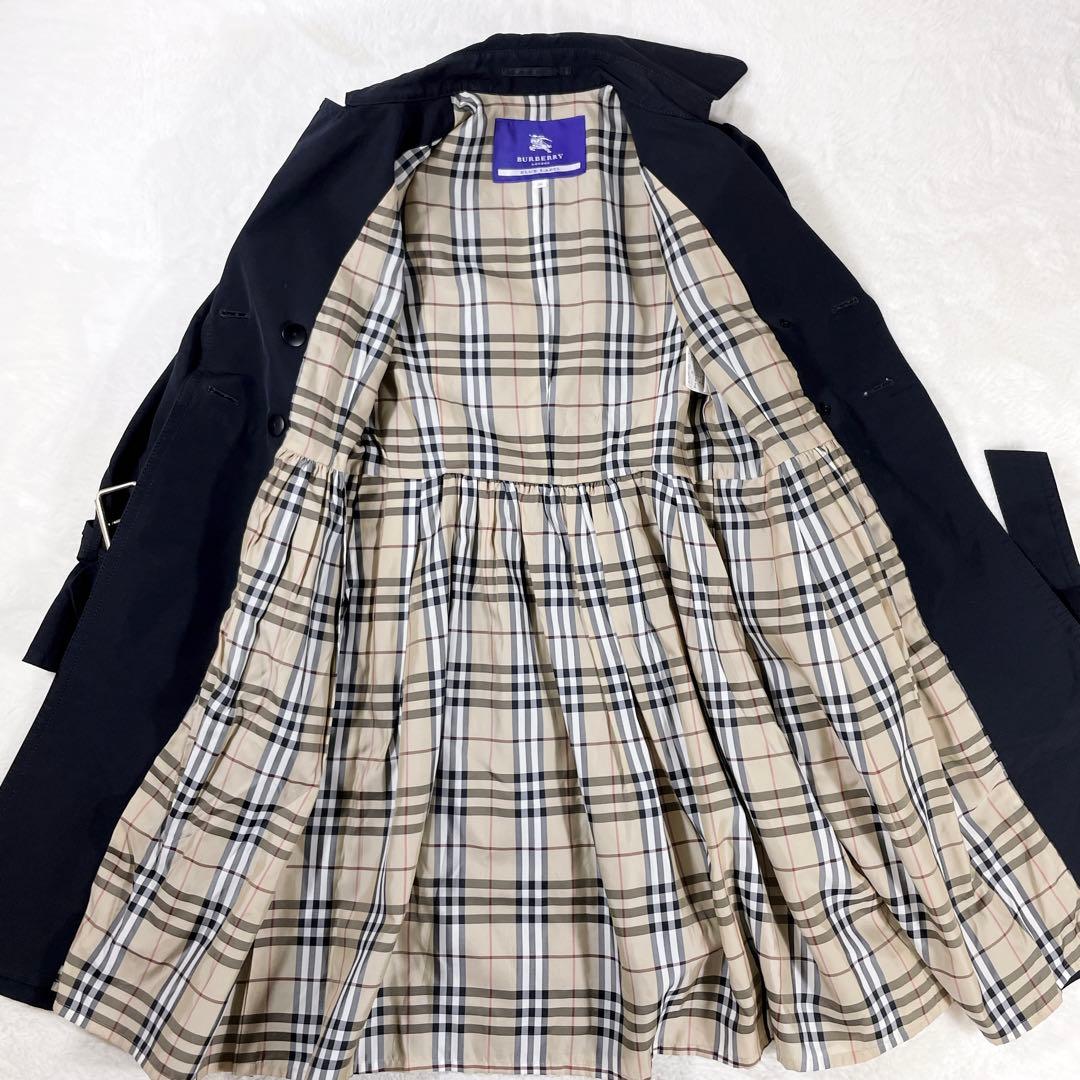 美品 バーバリーブルーレーベル トレンチコート　ノバチェック 黒 ベルト