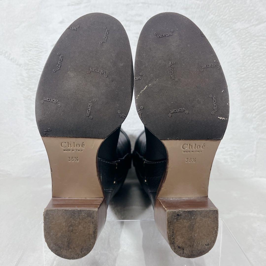 美品 裏張り済✨クロエ ベルト バックル レザー ロングブーツ 黒 36.5