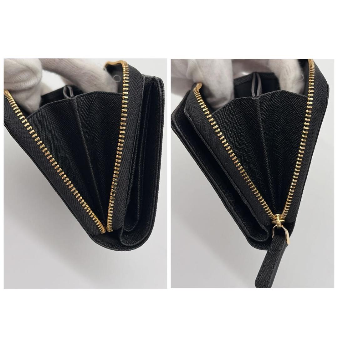 新品同様 アニエスベー ラウンドファスナー 二つ折り財布 ゴールドロゴ ブラック