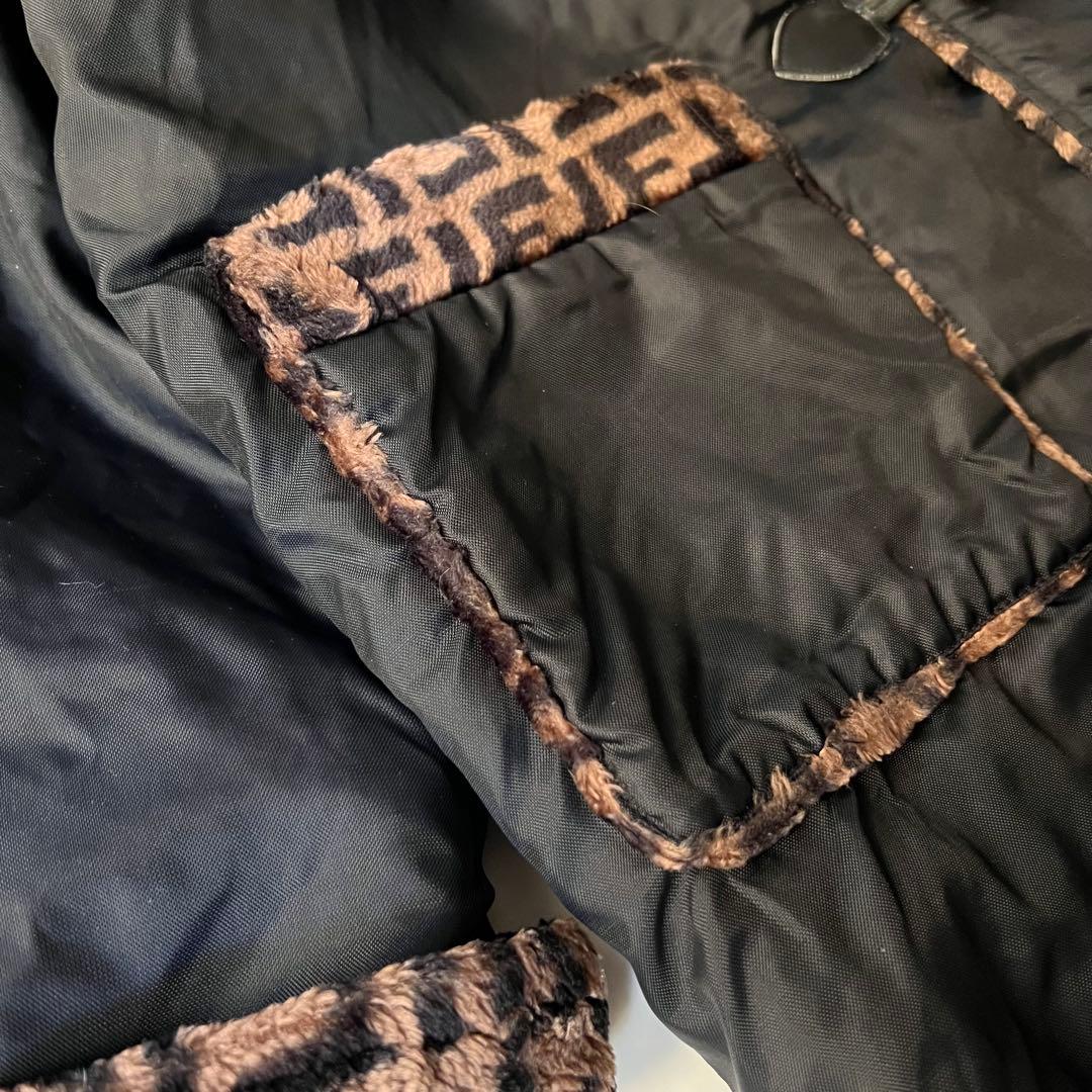 美品 FENDI ダッフルコート ズッカ柄 ロング 黒 パイル ヴィンテージ