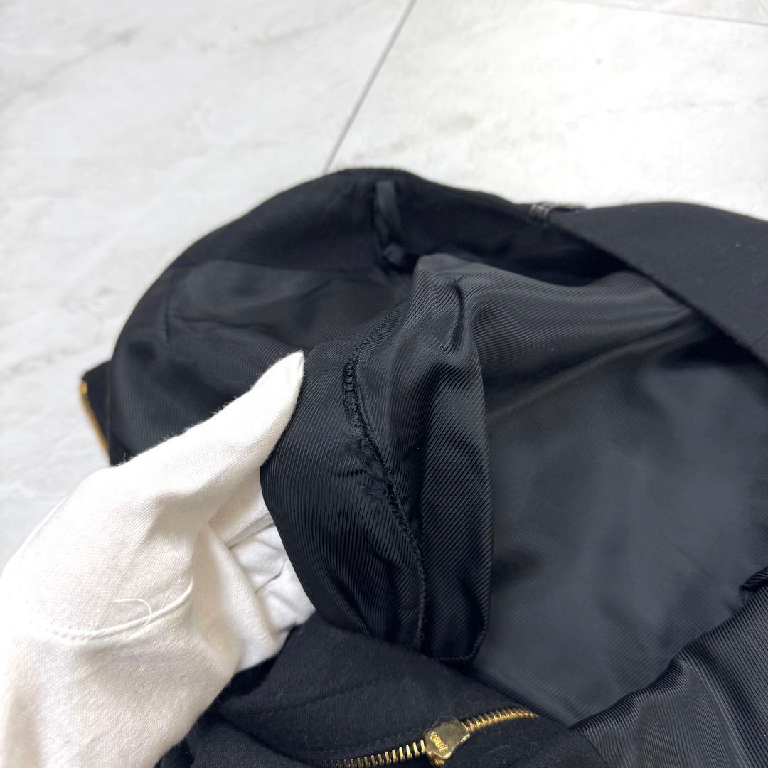 GUCCI トムフォード期 レザー ジップ ロングスカート 黒 カシミヤ 38