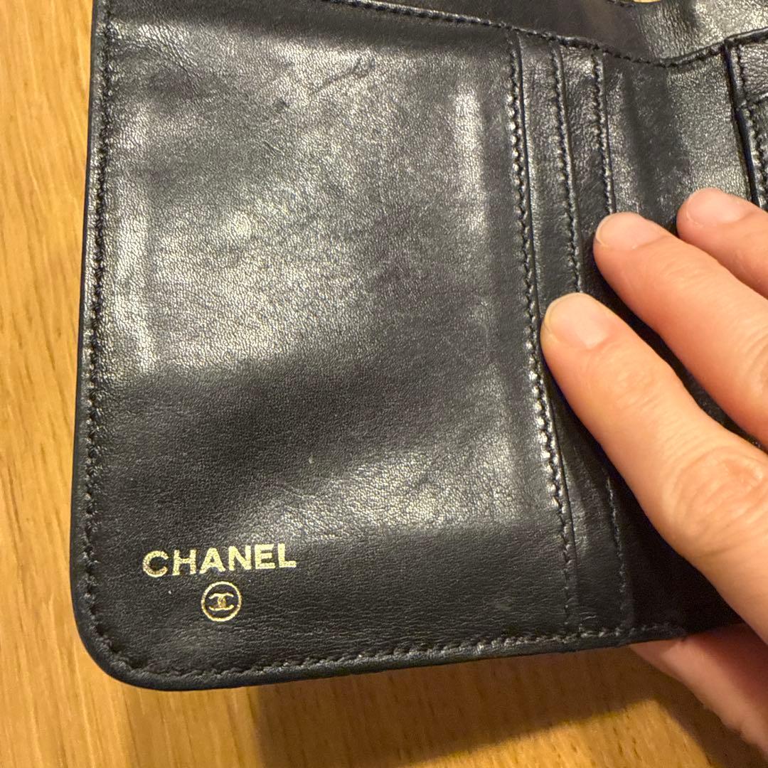 c*読様 CHANEL 二つ折り財布 ブラック キャビアスキン