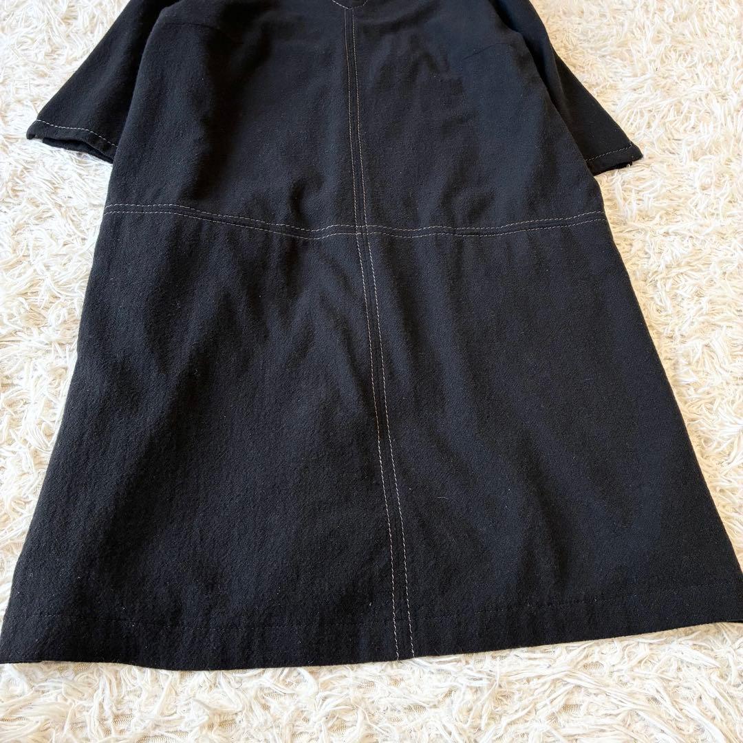 23区 キーネック ステッチワンピース ブラック 大きいサイズ 46