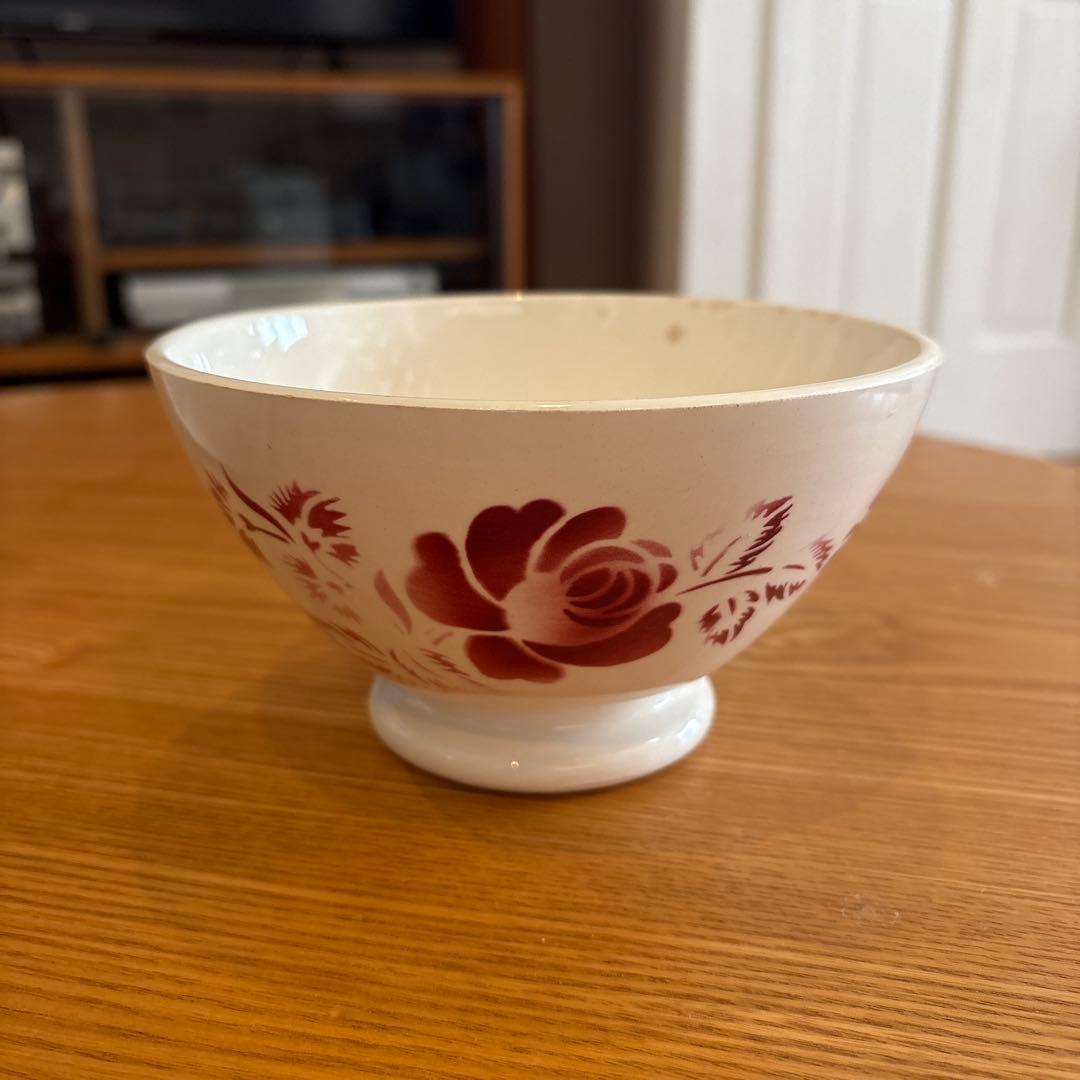 ディゴワンDigoin フランスアンティーク/カフェオレボール ローズ 大きめ